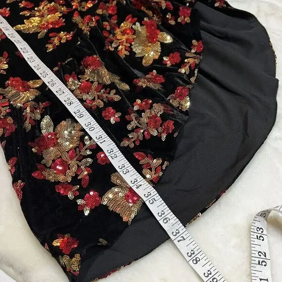 Autumn Adeigbo Rosalie Dress Black Red Gold Sequins Cocktail NWT Sz 6 - Picture 16 of 16